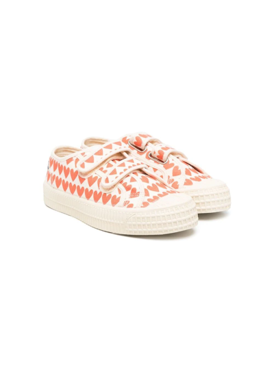 Bobo Choses Heart Print Cotton Strap Sneakers In Neutrals