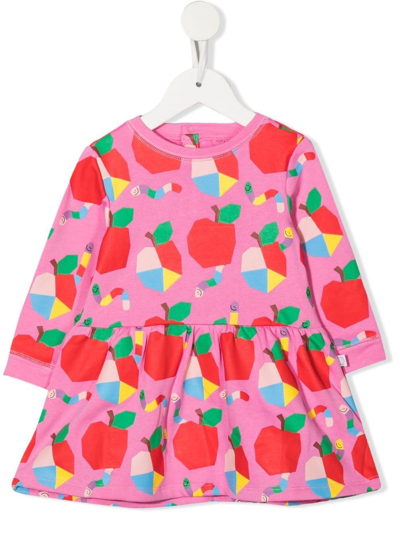 Stella Mccartney Babies' Apple-print Organic Cotton Dress In Pink