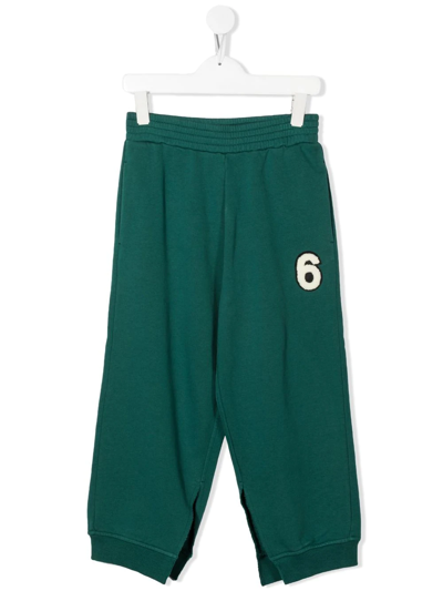 Mm6 Maison Margiela Teen Green Logo Patch Cotton Track Pants