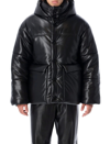 Nanushka Black Vegan Leather Hide Puffer Jacket In Black