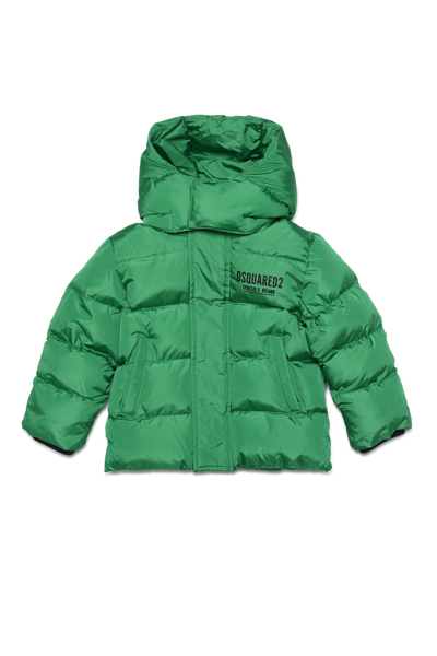 Dsquared2 Logo-print Hooded Puffer Jacket In Jolly Green
