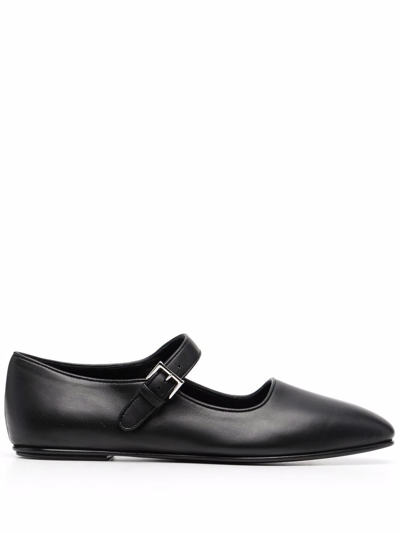 The Row Women Ava Mary Jane Shoes In Goatskin Leather In Black