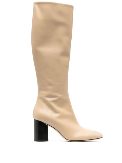 Aeyde Neutral Ariana 75 Leather Boots In Neutrals