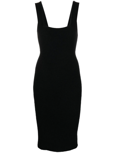 Wardrobe.nyc Scoop-neck Ribbed Cotton-blend Midi Dress In Black