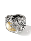 John Hardy 18kt Yellow Gold And Sterling Silver Legends Naga Hammered Diamond Bracelet In Silver