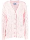 Prada Cotton Open-knit Pointelle Cardigan In F0028 Rosa
