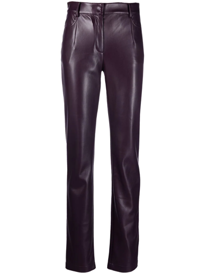 Patrizia Pepe Leather Look Straight-leg Trousers In Purple
