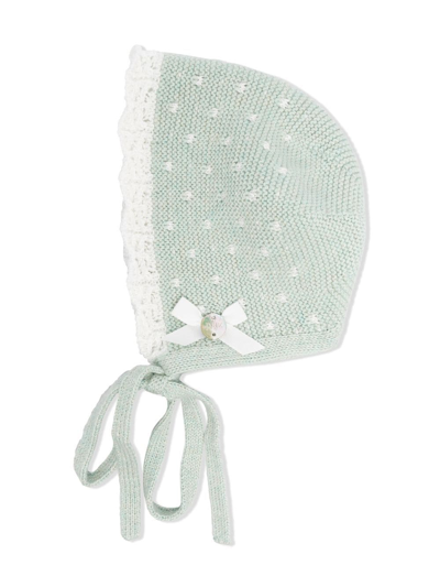 Paz Rodriguez Babies' Polka Dot-embroidered Beanie In Green