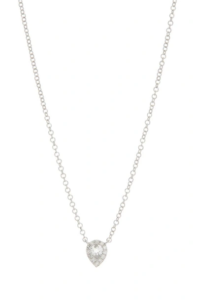 Ef Collection Diamond & Topaz Teardrop Pendant Necklace In 14k White Gold