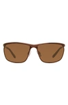 Eddie Bauer 62mm Rectangle Sunglasses In Brown/ Brown