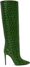 Paris Texas Croc-effect Leather Knee-high Boots In Green