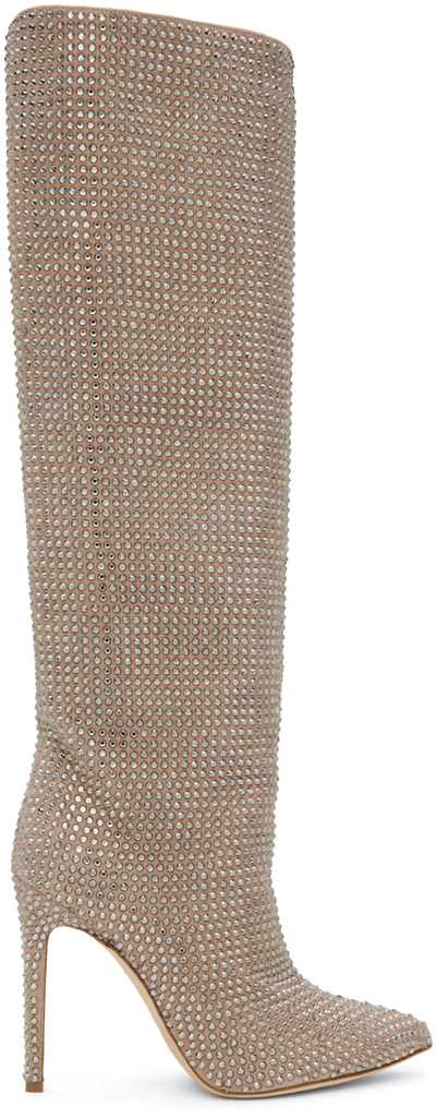 Paris Texas Taupe Holly Tall Boots In Diamond