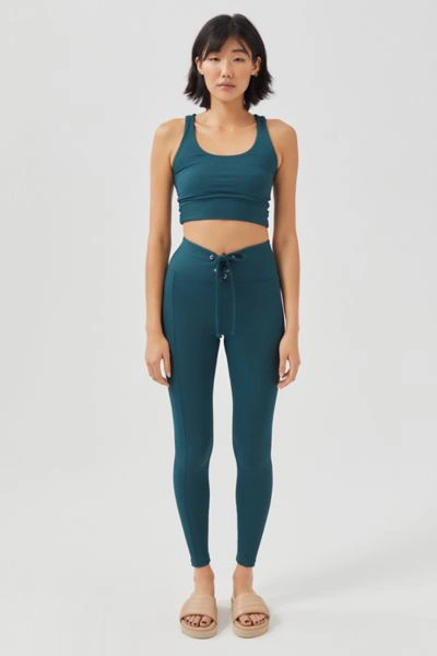 Year Of Ours Football Ribbed Lace-up Legging In Turquoise