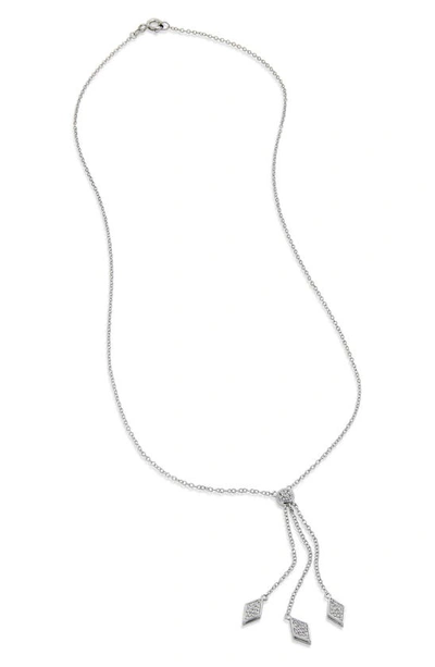 Savvy Cie Jewels Sterling Silver Cz Pavé Tassel Pendant Necklace In White