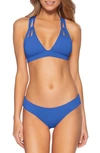 Becca Shirred Hipster Bikini Bottoms In Blue