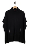 Bruno Magli Cashmere Blend Zip Front Knit Cape In Black