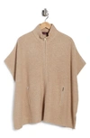 Bruno Magli Cashmere Blend Zip Front Knit Cape In Camel