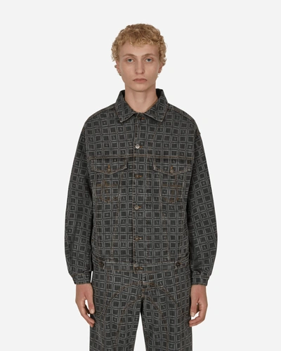 Ahluwalia All-over Graphic-print Denim Jacket In Grey