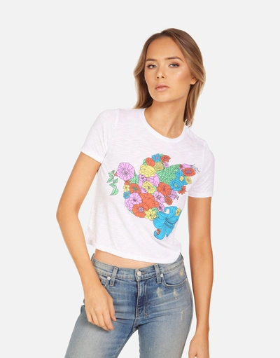 Lauren Moshi Adeline Floral Dove Tee In White