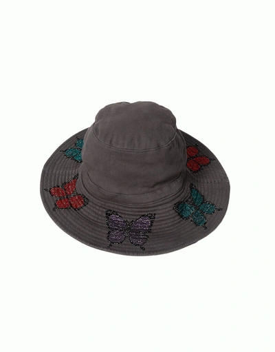 Lauren Moshi Adina- Bucket Hat W/ Butterfly Crystals In Onyx