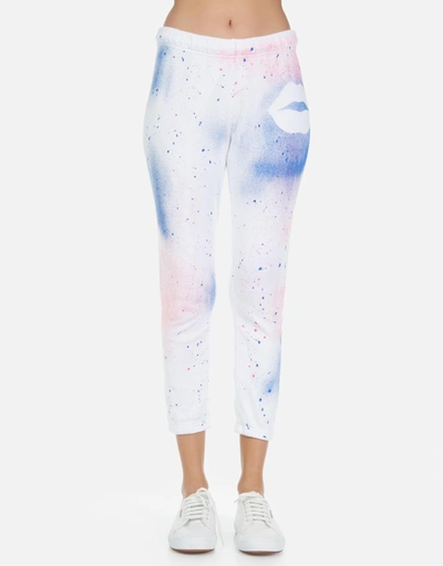 Lauren Moshi Alana Galaxy Lip Sweatpant In White Galaxy In White Galaxy Splatter