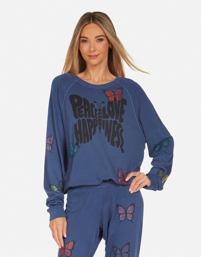 Lauren Moshi Anela Crystal Love Butterfly In Denim Navy