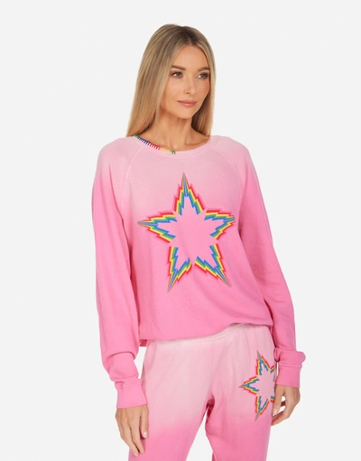 Lauren Moshi Anela Rainbow Lightning Star In Bright Pink Ombre