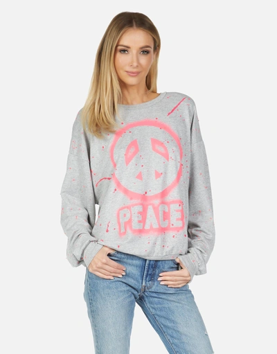 Lauren Moshi Babbs Airbrush Peace In Heather Grey/pink Paint Splatter