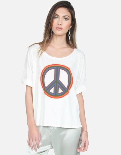 Lauren Moshi Barbie Rainbow Peace In Faded White