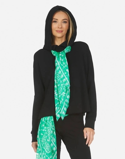 Lauren Moshi Belinda Scarf In Black/ Green Skull