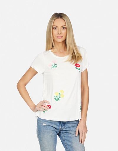 Lauren Moshi Bernadette Happy Floral Embroidery In Milk