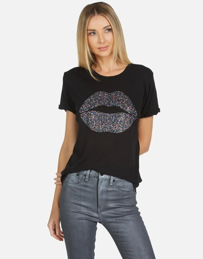 Lauren Moshi Edda Crystal Sprinkle Lip In Black