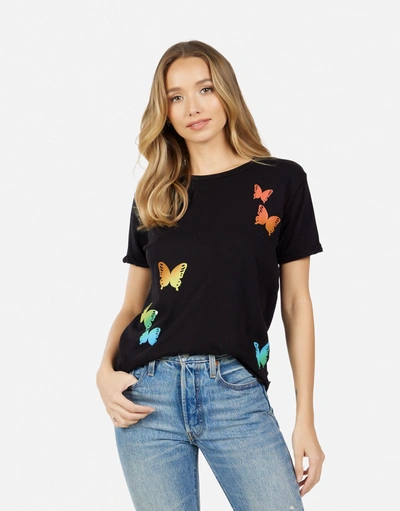 Lauren Moshi Edda Rainbow Butterflies In Black