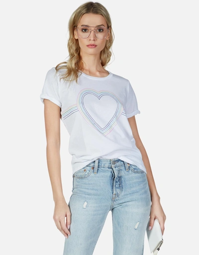 Lauren Moshi Edda Rainbow Heart Outline In White