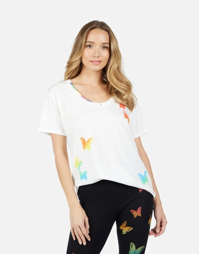 Lauren Moshi Elara Rainbow Butterflies In White