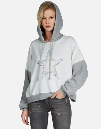 Lauren Moshi Ellie Rainbow Star Outline In Milk/heather Grey