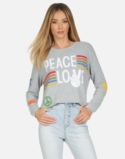 Lauren Moshi Everly Peace Love Stripe In Heather Grey