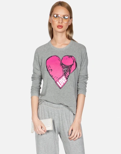 Lauren Moshi Everly X  Pink Boxing Glove In Heather Grey
