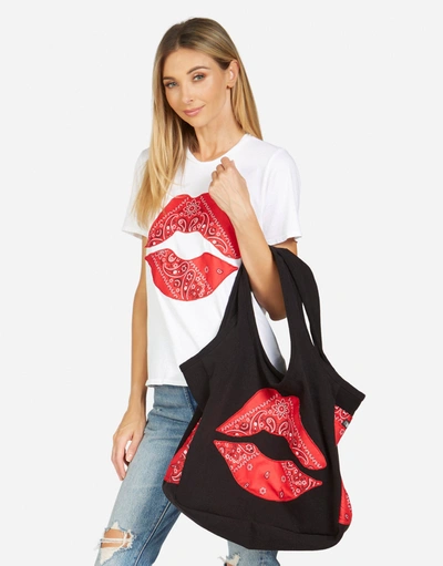 Lauren Moshi Fatima Bandana Lip In Black/ Red Bandana