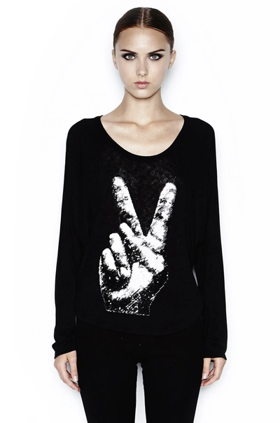 Lauren Moshi Goldy Sequin Peace Hand In Black