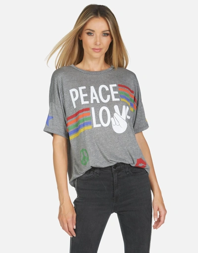 Lauren Moshi Jolene Peace Love Stripe In Heather Grey