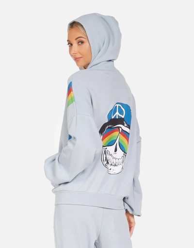 Lauren Moshi Kaliyah Rainbow Peace Skull In Dusty Blue