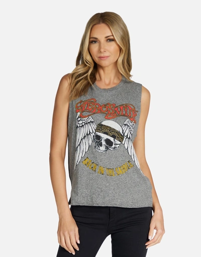 Lauren Moshi Kinzington Aerosmith Skull In Heather Grey