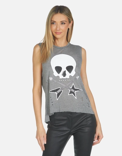 Lauren Moshi Kinzington Music Skull In Heather Grey