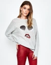 Lauren Moshi Ladona Pierced Biting Lip Face In Heather Grey