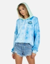 Lauren Moshi Lila World Peace Lips Sweatshirt In Tie Dye In Blue Clouds Neon