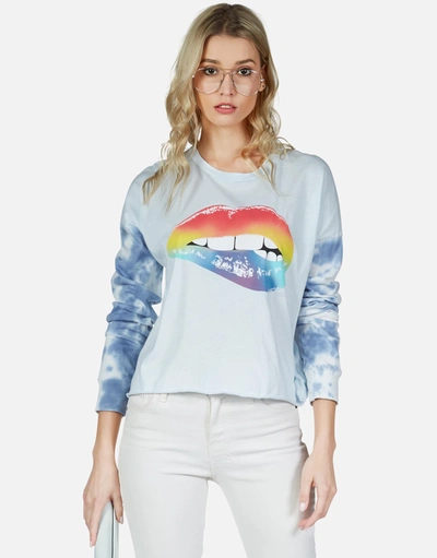 Lauren Moshi Lori Rainbow Biting Lip In Ocean Sky