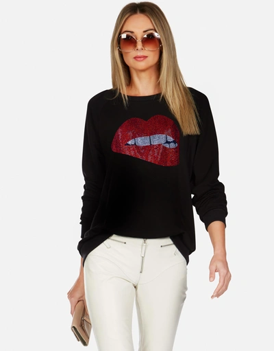 Lauren Moshi X Noleta X Crystal Biting Lip In Black