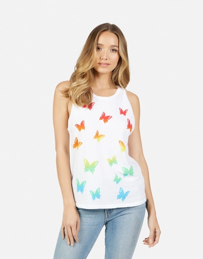 Lauren Moshi Peyton Rainbow Butterflies In White