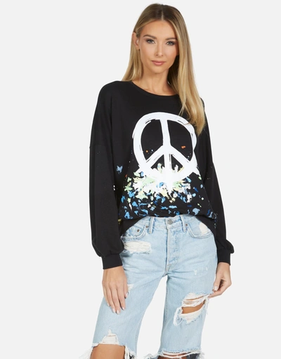 Lauren Moshi Sierra Brush Peace In Black/paint Splatter